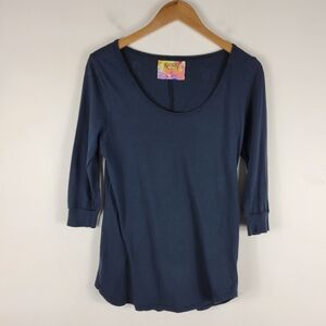 Nation LTD Burnout Semi Sheer Half SLeeve Scoop Neck Cotton Tee Shirt